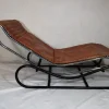 Best Pamono Chaise Longue in Chromed Metal & Brass Leather, Italy, 1960s