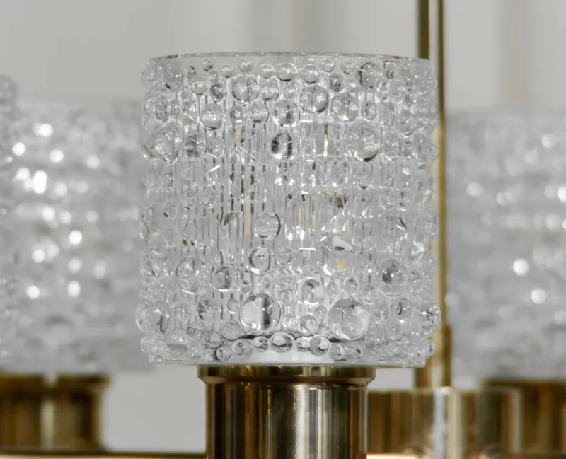 Pamono Chandelier attributed to Carl Fagerlund for Orrefors, Sweden, 1950s