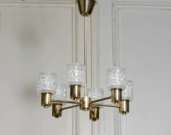 Pamono Chandelier attributed to Carl Fagerlund for Orrefors, Sweden, 1950s