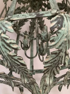 Hot Pamono Chandelier in Green + Argilla Metal Wrought Iron Florentine Art from Simoeng, Italy