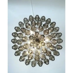 Pamono Chandelier with Fume Poliedri Murano Glass by Simoeng> Ceiling Lights