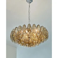 Pamono Chandelier with Fume Poliedri Murano Glass by Simoeng><noscript><img width=