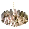 Pamono Chandelier with Pink and Fume Poliedri Murano Glass by Simoeng> Ceiling Lights