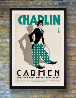 Pamono Chaplin Burlesque on Carmen Original Linocut Movie Poster, Swedish, 1920> Posters