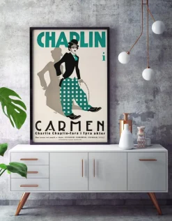 Pamono Chaplin Burlesque on Carmen Original Linocut Movie Poster, Swedish, 1920><noscript><img width=