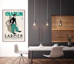 Pamono Chaplin Burlesque on Carmen Original Linocut Movie Poster, Swedish, 1920><noscript><img width=