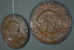 New Pamono Charlemagne Embossed Copper Trays, Set of 2