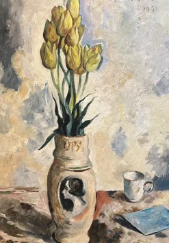 Online Pamono Charles Auguste Humbert, Yellow Tulips, 1931, Oil on Canvas