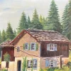 Sale Pamono Charles Bourquin, La loge Suisse, 1908, Oil on Canvas