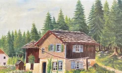 Sale Pamono Charles Bourquin, La loge Suisse, 1908, Oil on Canvas