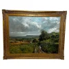 Pamono Charles Neal, Large British Impressionist Landscape of Sussex Downs, 1981, Oil Painting, Framed> Impressionist
