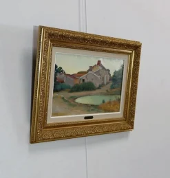 Pamono Charles Perron, Country Scene, 20th-Century, Oil on Canvas, Framed> Art Nouveau