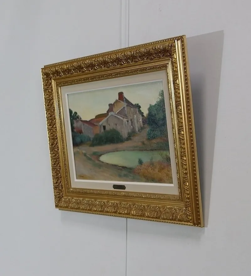 Pamono Charles Perron, Country Scene, 20th-Century, Oil on Canvas, Framed> Art Nouveau