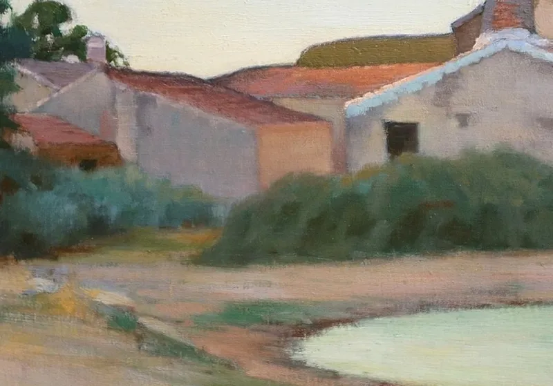 Pamono Charles Perron, Country Scene, 20th-Century, Oil on Canvas, Framed> Art Nouveau