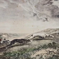 Pamono Charles Turner, English Hare Hunting Scenes with Greyhounds, 1890, Watercolor Prints, Set of 4><noscript><img width=