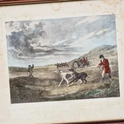 Pamono Charles Turner, English Hare Hunting Scenes with Greyhounds, 1890, Watercolor Prints, Set of 4><noscript><img width=
