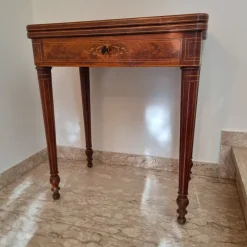 Pamono Charles X Game Table in Maple and Mahogany with Inlays, 1820><noscript><img width=