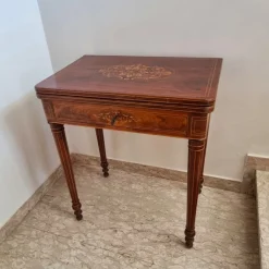 Pamono Charles X Game Table in Maple and Mahogany with Inlays, 1820><noscript><img width=