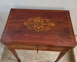 Pamono Charles X Game Table in Maple and Mahogany with Inlays, 1820><noscript><img width=