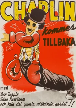 Pamono Charlie Chaplin The Champion Movie Poster, Sweden, 1944> Posters|Wall Decor