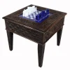 Clearance Pamono Chess Table with Chess Pieces in Handcarved Cedar, 1990s, Set of 17