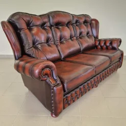 Online Pamono Chesterfield Leather Living Room Set, 1970s, Set of 4