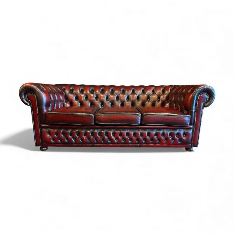 Hot Pamono Chesterfield Leather Sofa and Chairs from Winchester, Set of 3