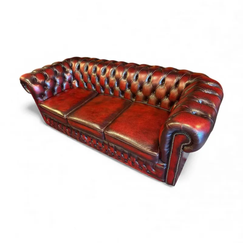 Hot Pamono Chesterfield Leather Sofa and Chairs from Winchester, Set of 3