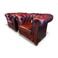 Hot Pamono Chesterfield Leather Sofa and Chairs from Winchester, Set of 3