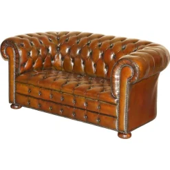 Pamono Chesterfield Two-Seater Sofa in Brown Leather, 1920s> Couches & Sofas
