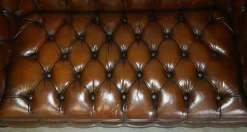 Pamono Chesterfield Two-Seater Sofa in Brown Leather, 1920s><noscript><img width=