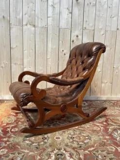 Outlet Pamono Chesterfileld Leather Rocking Chair
