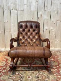 Outlet Pamono Chesterfileld Leather Rocking Chair