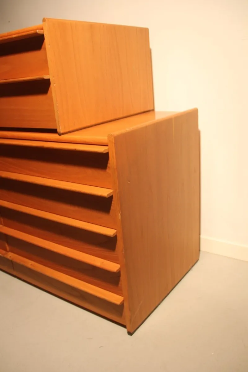 Pamono Chestnut Bedroom Set, 1960s, Set of 3> Beds & Bedroom Sets
