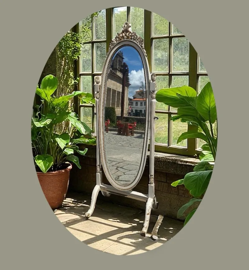 Pamono Chestnut Floor Mirror, 1950s