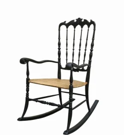 Sale Pamono Chiavari Wicker Rocking Chair by F.lli Podesta, 1950s