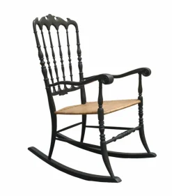 Sale Pamono Chiavari Wicker Rocking Chair by F.lli Podesta, 1950s