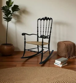 Sale Pamono Chiavari Wicker Rocking Chair by F.lli Podesta, 1950s