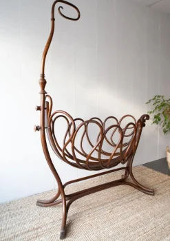 Pamono Child Cradle by Jacob & Josef Kohn for Thonet, 1895><noscript><img width=