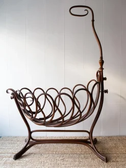 Pamono Child Cradle by Jacob & Josef Kohn for Thonet, 1895><noscript><img width=