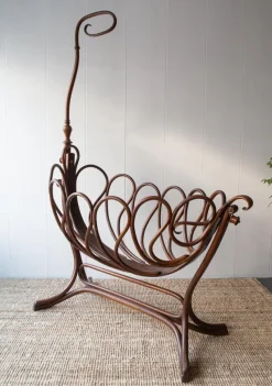 Pamono Child Cradle by Jacob & Josef Kohn for Thonet, 1895><noscript><img width=
