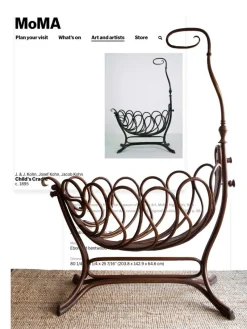 Pamono Child Cradle by Jacob & Josef Kohn for Thonet, 1895><noscript><img width=