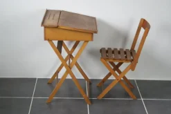 New Pamono Child Desk Set & Folding Chair, Set of 2