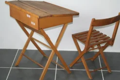 New Pamono Child Desk Set & Folding Chair, Set of 2