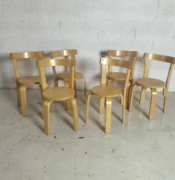 Pamono Children's Chairs and Table attributed to Alvar Aalto for Artek, 1970s, Set of 7
