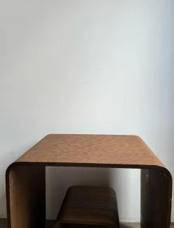 Pamono Children's Desk with Stool in Curved Wood, 2010s, Set of 2><noscript><img width=