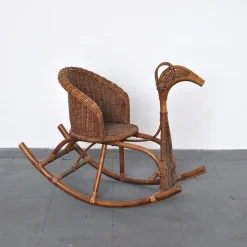 Clearance Pamono Children's Rattan Rocking Chair / Horse, 1950s