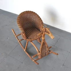 Clearance Pamono Children's Rattan Rocking Chair / Horse, 1950s