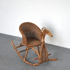 Clearance Pamono Children's Rattan Rocking Chair / Horse, 1950s