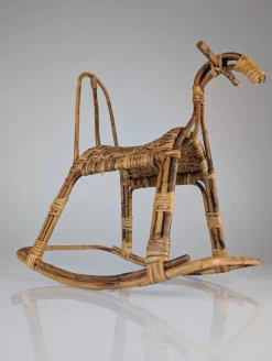 Sale Pamono Childrens Rocking Horse in Bamboo and Rattan, 1960s